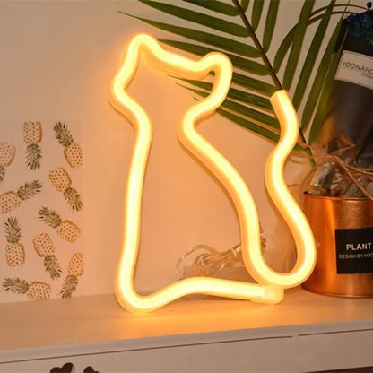 LED Neon Desk Lamp - Love Flamingo & Cactus Unicorn